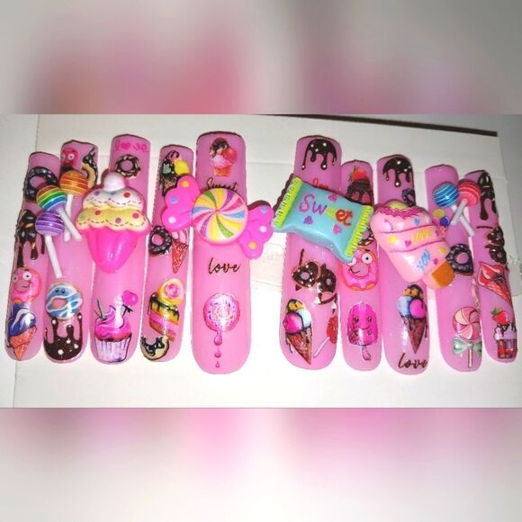 Hand crafted custom CandyBling 10pc xxl acrylic press on nails - Picture 1 of 5